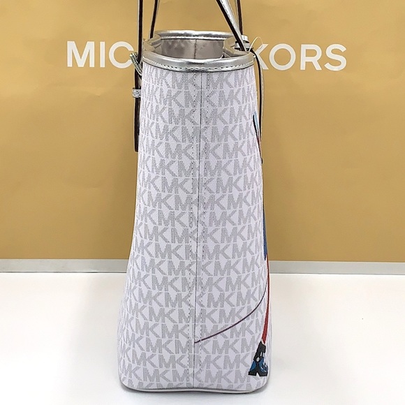 MICHAEL KORS JET SET GIRLS MEDIUM CARRYALL TOTE BRIGHT WHITE MULTI - Picture 6 of 15